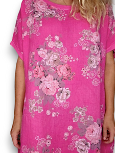 Italian Helga May Elastic Hem High Tea Dress ~ Pink ~ Free Size