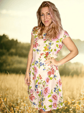 Load image into Gallery viewer, HELGA MAY Italian Linen Slim Fit &#39;Bloom&#39; Dress ~ Salmon
