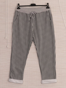 Italian Stretch Cotton Trousers ~ Houndstooth
