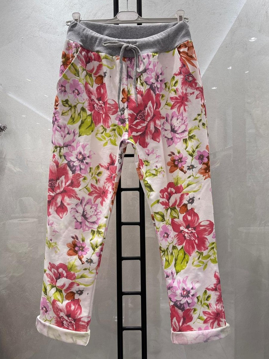 Italian Stretch Cotton Trousers ~ Spring Garden