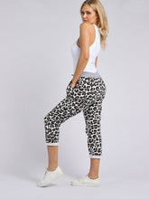 Load image into Gallery viewer, Italian Stretch Cotton Trousers ~ Leopard Print on White
