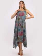 Load image into Gallery viewer, Italian Strappy Abstract Charcoal Linen Dress Sz 10-16
