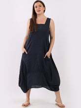 Load image into Gallery viewer, Made in Italy Square Neck Sleeveless Maxi Dress ~ Navy
