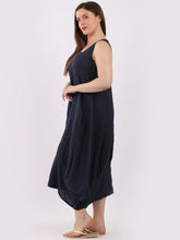 Load image into Gallery viewer, Made in Italy Square Neck Sleeveless Maxi Dress ~ Navy
