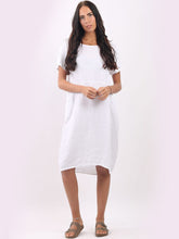 Load image into Gallery viewer, Italian Classic Shift Plain White Linen Dress Sz 10-16
