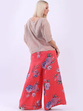Load image into Gallery viewer, Italian Linen Palazzo Pants &#39;Rena&#39; Coral Sz 10-16

