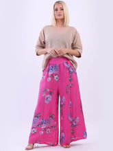 Load image into Gallery viewer, Italian Linen Palazzo Pants &#39;Rena&#39; Fuschia Sz 10-16
