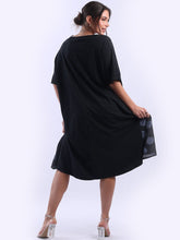 Load image into Gallery viewer, Italian Cotton Polka Dot Black Dress Sz 16-24
