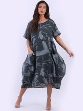 Load image into Gallery viewer, Italian Cotton Abstract Dress Black Sz 12-20
