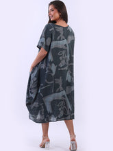 Load image into Gallery viewer, Italian Cotton Abstract Dress Black Sz 12-20
