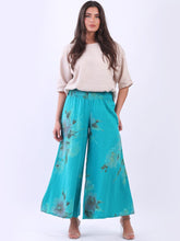 Load image into Gallery viewer, Italian Linen Palazzo Pants &#39;Tori&#39; Teal Sz 10-16
