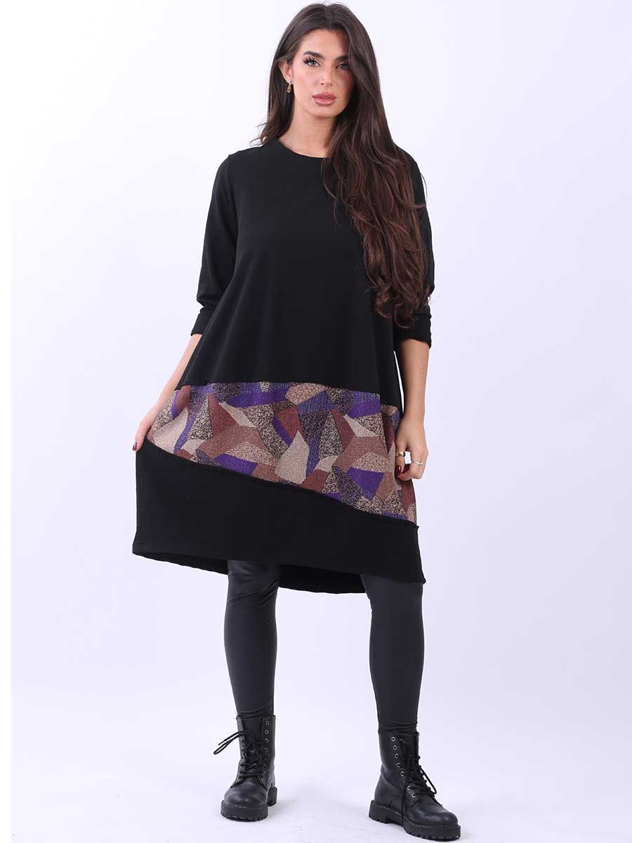 Italian Cotton Slouch Sparkle Dress Purple Sz 12-20