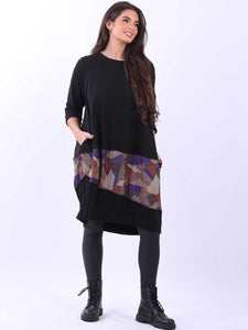 Italian Cotton Slouch Sparkle Dress Purple Sz 12-20