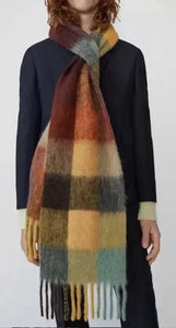 Winter Check Long Tassel Scarf ~ Lou