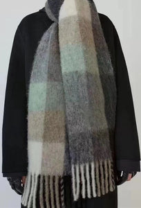 Winter Check Long Tassel Scarf ~ Ally