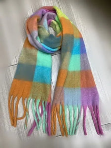 Winter Check Long Tassel Scarf ~ Sal