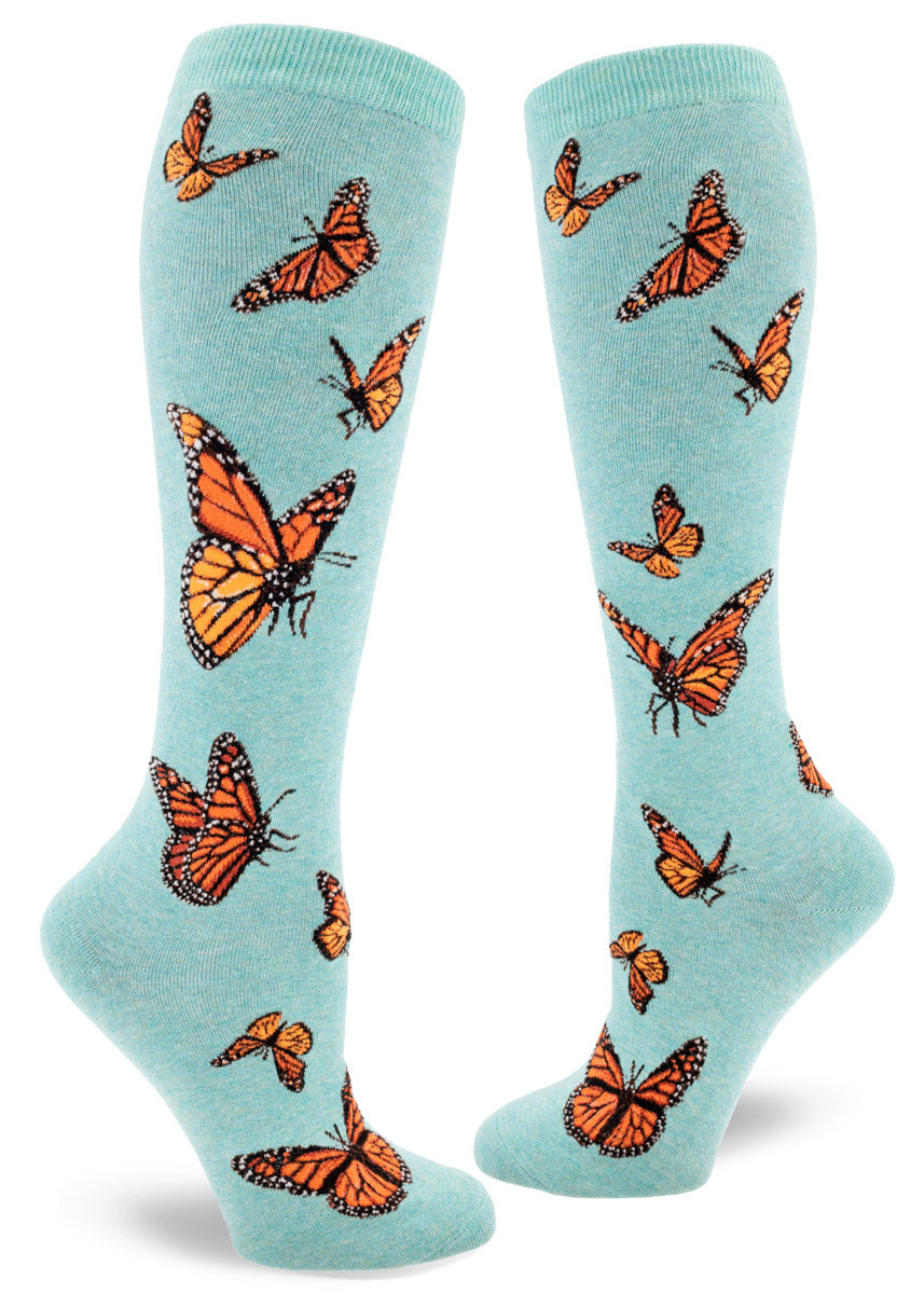 Monarch Butterfly ~ Knee Highs by Modsocks ~ Verdigris