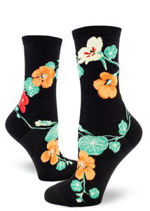 Nasturtiums (Black)- Ladies Crew by Modsocks