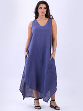 Load image into Gallery viewer, Made in Italy V Neck Sleeveless Plain Maxi Dress ~ Denim
