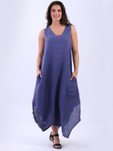 Load image into Gallery viewer, Made in Italy V Neck Sleeveless Plain Maxi Dress ~ Denim
