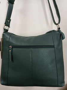 Greenwood Leather Savannah Woven Detail Crossbody Bag ~ Sea Green