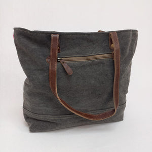 Backyard 'Kathleen' Tote Bag ~ Canvas/Leather