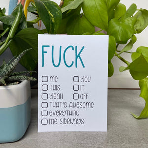 F*ck {tick box} - Greeting Card - 100% recycled