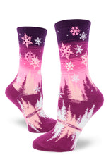 Load image into Gallery viewer, Snowflakes - Ladies Crew by Modsocks
