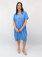 Load image into Gallery viewer, Aida Rose Butterfly Embroidered Linen Dress ~ Sky
