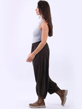 Load image into Gallery viewer, Italian Made Barrel Leg Corduroy Trousers ~ Chocolate
