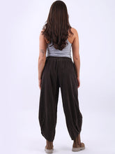 Load image into Gallery viewer, Italian Made Barrel Leg Corduroy Trousers ~ Chocolate
