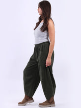 Load image into Gallery viewer, Italian Made Barrel Leg Corduroy Trousers ~ Khaki
