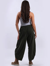 Load image into Gallery viewer, Italian Made Barrel Leg Corduroy Trousers ~ Khaki
