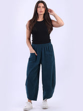 Load image into Gallery viewer, Italian Made Barrel Leg Corduroy Trousers ~ Teal
