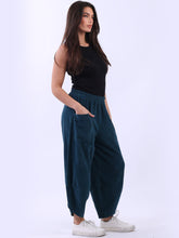 Load image into Gallery viewer, Italian Made Barrel Leg Corduroy Trousers ~ Teal
