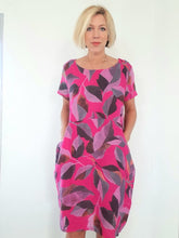 Load image into Gallery viewer, HELGA MAY Autumn Leaf Hot Pink Linen Dress
