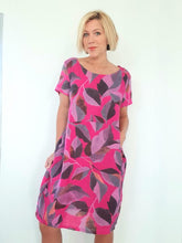 Load image into Gallery viewer, HELGA MAY Autumn Leaf Hot Pink Linen Dress
