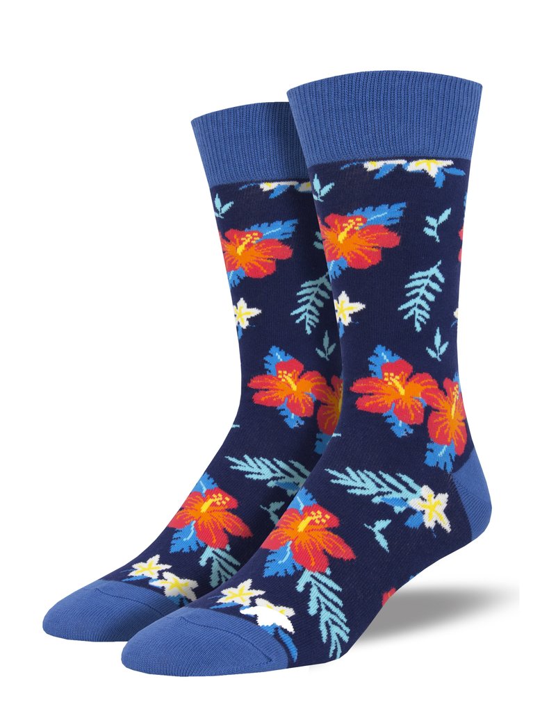 Aloha Floral  - Men's Crew Socks by Socksmith