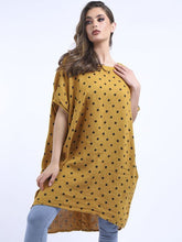Load image into Gallery viewer, Italian Linen Little Dot Gold Tunic Dress Free Size
