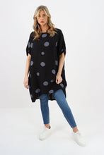 Load image into Gallery viewer, Italian Linen Polka Dot Black Tunic Dress Free Size
