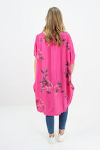 Load image into Gallery viewer, Italian Linen Floral Tunic Dress Fuschia Free Size
