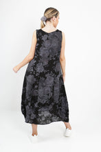 Load image into Gallery viewer, Italian Square Neck Soft Floral Charcoal Linen Dress Sz 10-16
