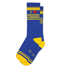 Load image into Gallery viewer, I ❤ Puzzles Crew Socks by Gumball Poodle
