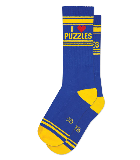 I ❤ Puzzles Crew Socks by Gumball Poodle