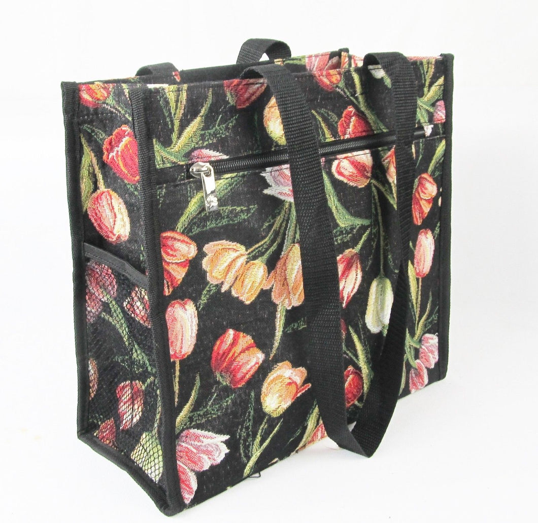 Tapestry Shopper Bag - Black Tulip