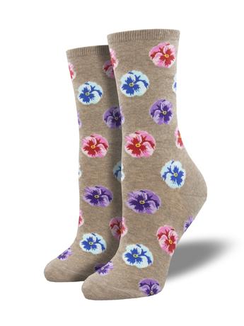 Blooming Pansies - Ladies Crew Socks by Socksmith