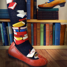 Load image into Gallery viewer, Bibliophile Black - Knee Highs by Modsocks
