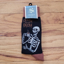 Load image into Gallery viewer, Death Before Decaf  - Men&#39;s Crew Socks by Socksmith
