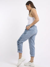 Load image into Gallery viewer, Italian Camo Stripe Blue Trousers Sz 10-16
