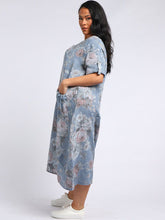 Load image into Gallery viewer, Italian Tie Pocket Soft Floral Denim Linen Dress Sz 16 - 22
